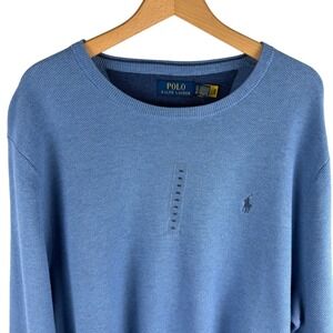Polo Ralph Lauren Sweater Mens XXL Blue Waffle Knit Crew Neck Pullover $125.